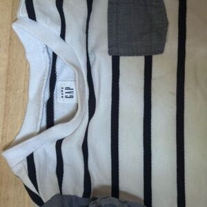 GAP kids size 5 sweatshirt dress striped chambray
